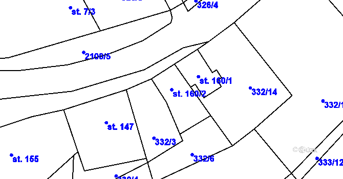 Parcela st. 160/2 v KÚ Vranov u Čerčan, Katastrální mapa