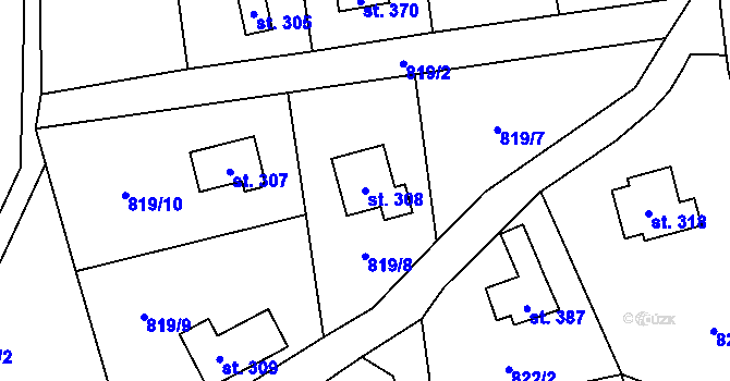 Parcela st. 308 v KÚ Vranov u Čerčan, Katastrální mapa