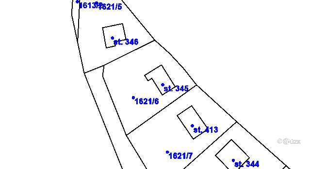 Parcela st. 345 v KÚ Vranov u Čerčan, Katastrální mapa