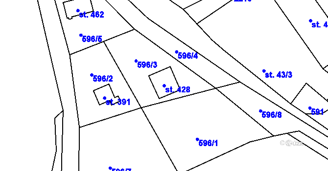 Parcela st. 428 v KÚ Vranov u Čerčan, Katastrální mapa