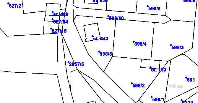 Parcela st. 598/5 v KÚ Vranov u Čerčan, Katastrální mapa