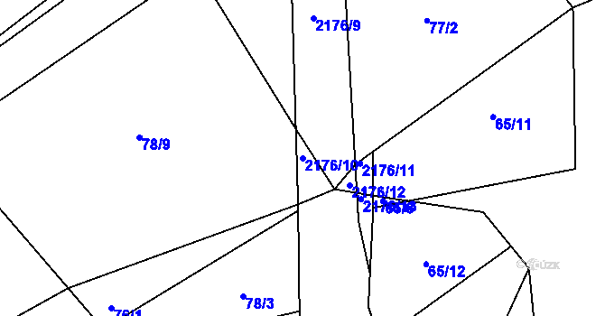 Parcela st. 2176/10 v KÚ Vranov u Čerčan, Katastrální mapa