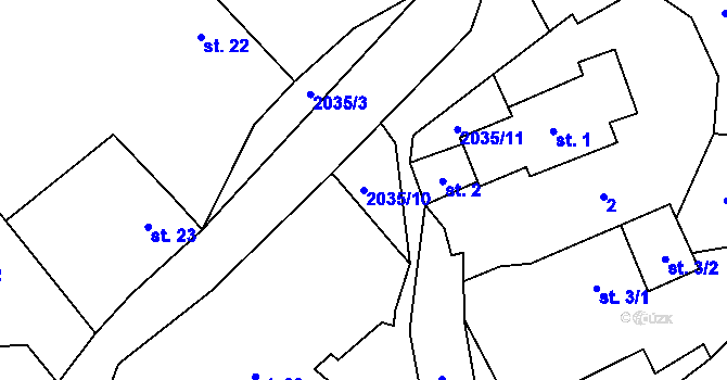 Parcela st. 2035/10 v KÚ Vranov u Čerčan, Katastrální mapa