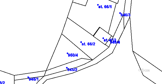Parcela st. 66/2 v KÚ Vranovská Lhota, Katastrální mapa