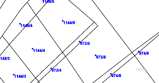Parcela st. 972/5 v KÚ Vranovská Lhota, Katastrální mapa