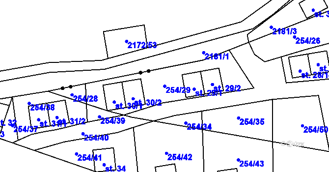 Parcela st. 254/29 v KÚ Butov, Katastrální mapa