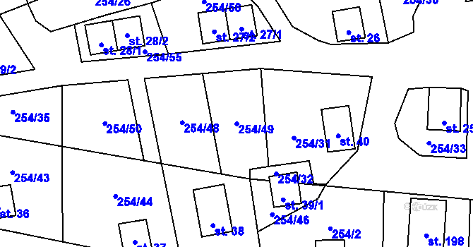 Parcela st. 254/49 v KÚ Butov, Katastrální mapa