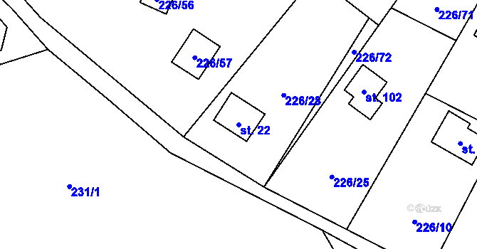 Parcela st. 22 v KÚ Butov, Katastrální mapa