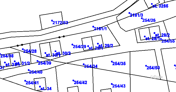 Parcela st. 29/1 v KÚ Butov, Katastrální mapa