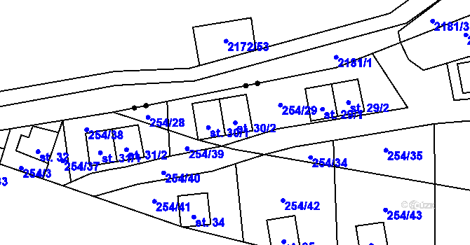 Parcela st. 30/2 v KÚ Butov, Katastrální mapa