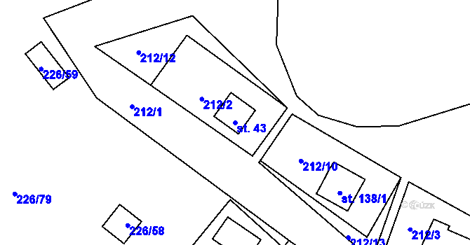 Parcela st. 43 v KÚ Butov, Katastrální mapa