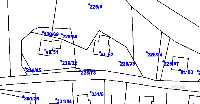Parcela st. 52 v KÚ Butov, Katastrální mapa
