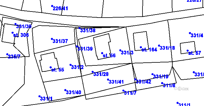 Parcela st. 56 v KÚ Butov, Katastrální mapa