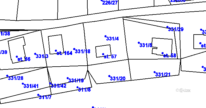 Parcela st. 57 v KÚ Butov, Katastrální mapa
