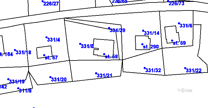 Parcela st. 58 v KÚ Butov, Katastrální mapa