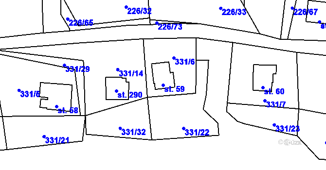 Parcela st. 59 v KÚ Butov, Katastrální mapa
