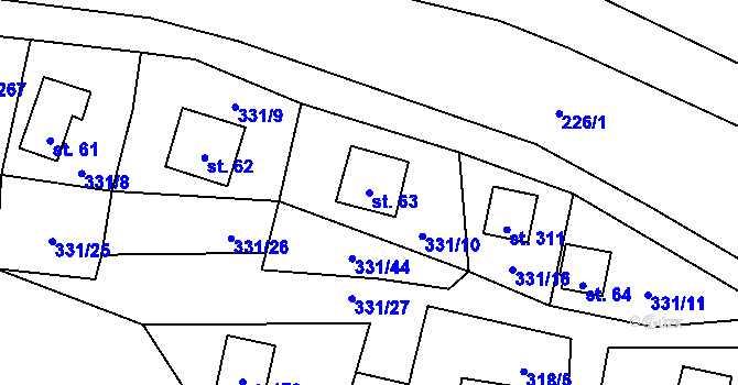 Parcela st. 63 v KÚ Butov, Katastrální mapa