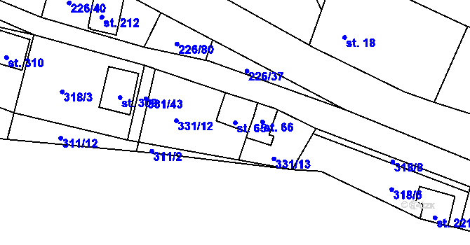 Parcela st. 65 v KÚ Butov, Katastrální mapa