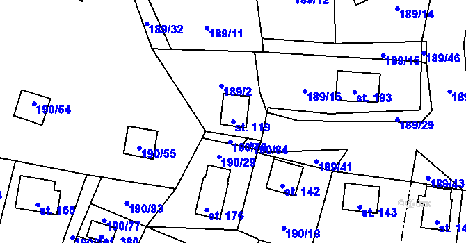 Parcela st. 119 v KÚ Butov, Katastrální mapa