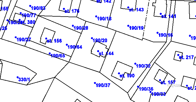 Parcela st. 144 v KÚ Butov, Katastrální mapa