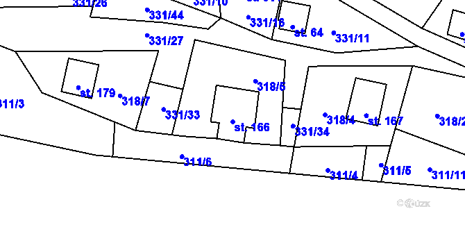 Parcela st. 166 v KÚ Butov, Katastrální mapa