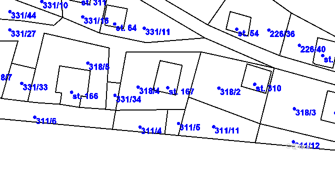 Parcela st. 167 v KÚ Butov, Katastrální mapa