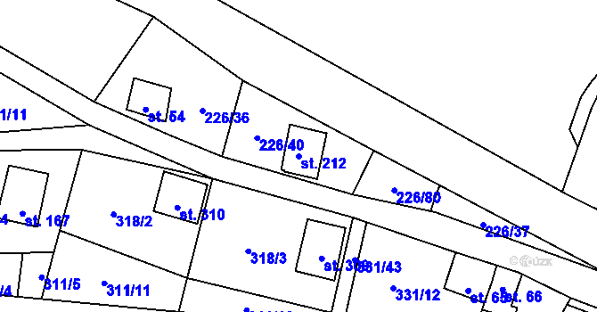 Parcela st. 212 v KÚ Butov, Katastrální mapa