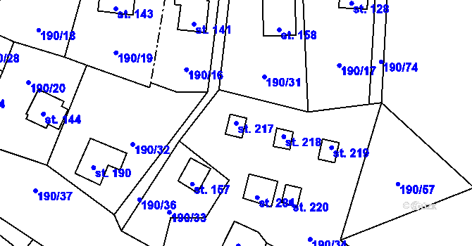 Parcela st. 217 v KÚ Butov, Katastrální mapa