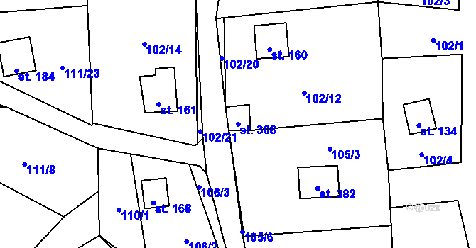 Parcela st. 308 v KÚ Butov, Katastrální mapa