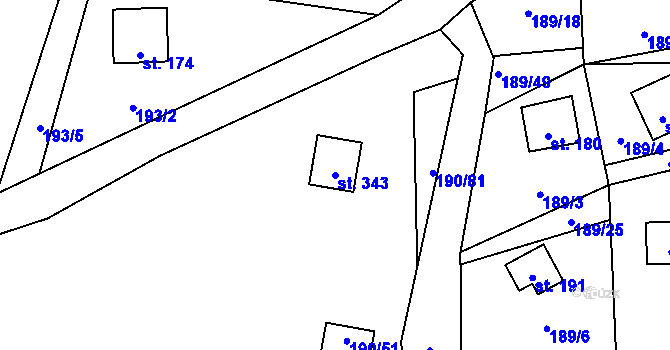 Parcela st. 343 v KÚ Butov, Katastrální mapa