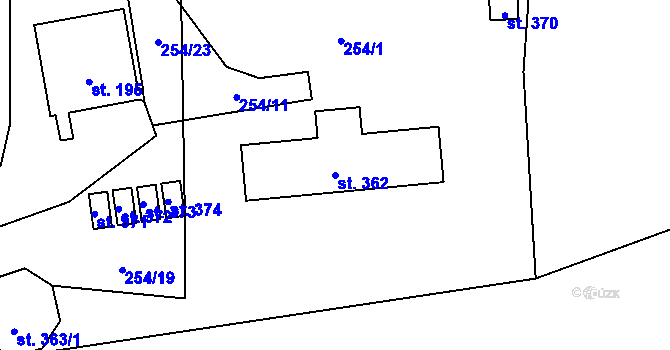 Parcela st. 362 v KÚ Butov, Katastrální mapa