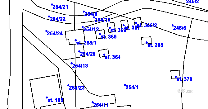 Parcela st. 364 v KÚ Butov, Katastrální mapa