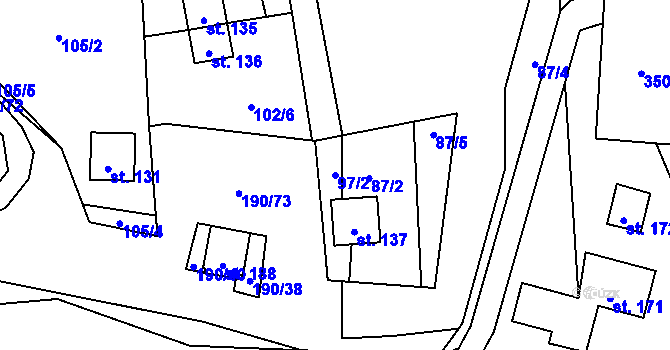 Parcela st. 97/2 v KÚ Butov, Katastrální mapa