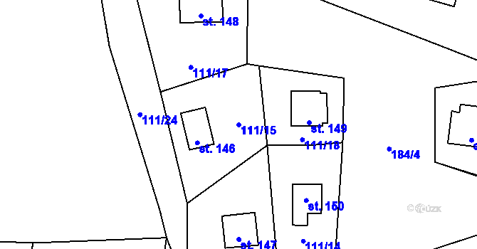 Parcela st. 111/15 v KÚ Butov, Katastrální mapa