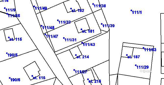 Parcela st. 111/43 v KÚ Butov, Katastrální mapa