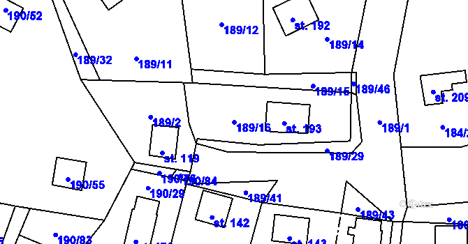 Parcela st. 189/16 v KÚ Butov, Katastrální mapa