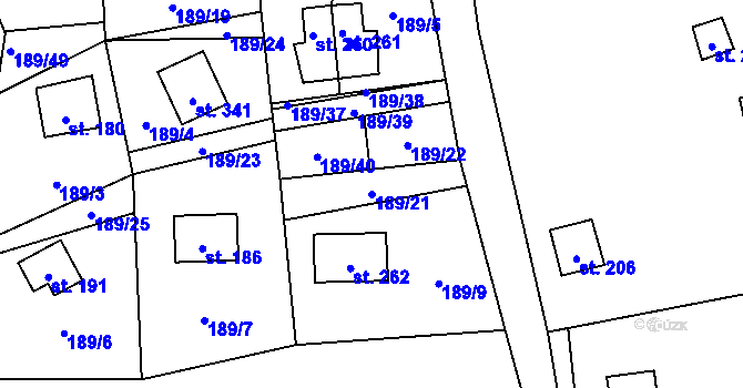 Parcela st. 189/21 v KÚ Butov, Katastrální mapa
