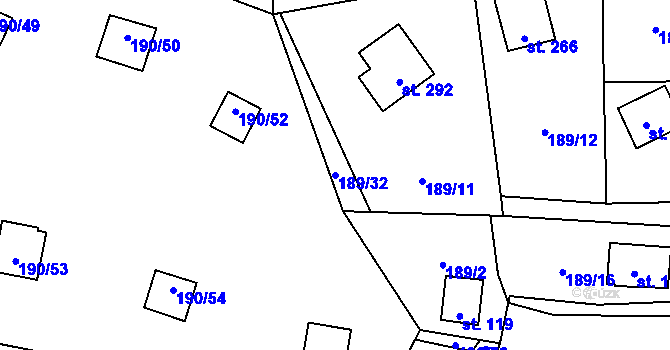 Parcela st. 189/32 v KÚ Butov, Katastrální mapa