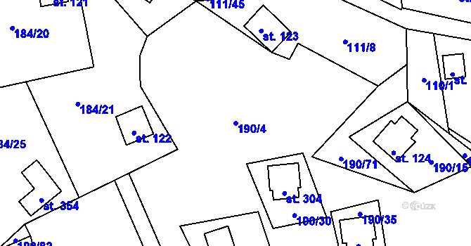 Parcela st. 190/4 v KÚ Butov, Katastrální mapa