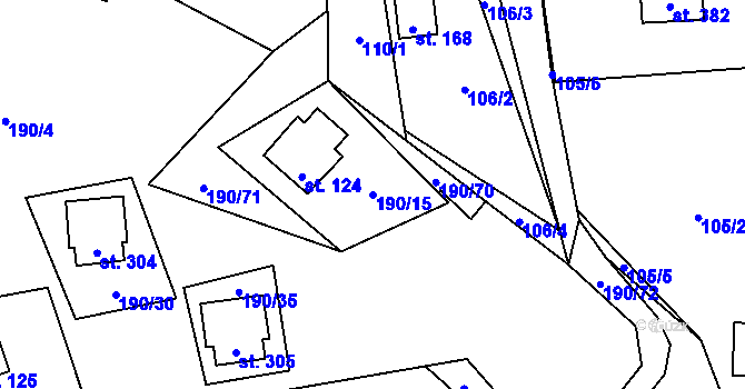 Parcela st. 190/15 v KÚ Butov, Katastrální mapa