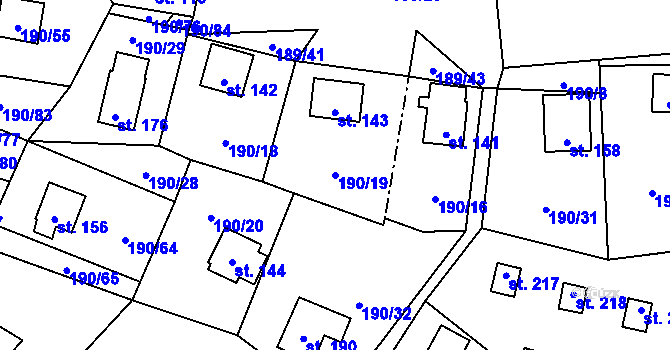 Parcela st. 190/19 v KÚ Butov, Katastrální mapa