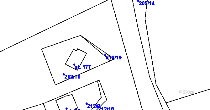 Parcela st. 212/19 v KÚ Butov, Katastrální mapa