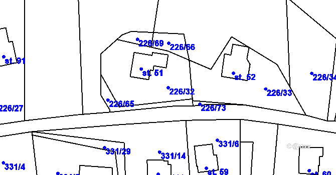 Parcela st. 226/32 v KÚ Butov, Katastrální mapa