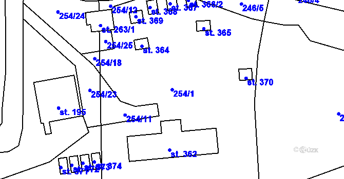 Parcela st. 254/1 v KÚ Butov, Katastrální mapa