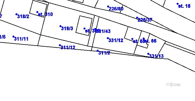 Parcela st. 311/2 v KÚ Butov, Katastrální mapa