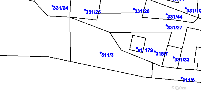 Parcela st. 311/3 v KÚ Butov, Katastrální mapa