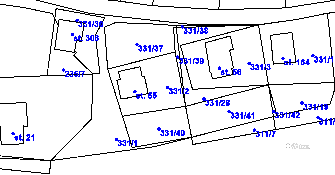 Parcela st. 331/2 v KÚ Butov, Katastrální mapa