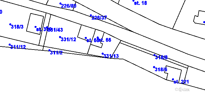 Parcela st. 331/13 v KÚ Butov, Katastrální mapa