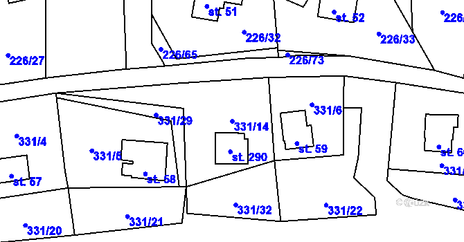 Parcela st. 331/14 v KÚ Butov, Katastrální mapa