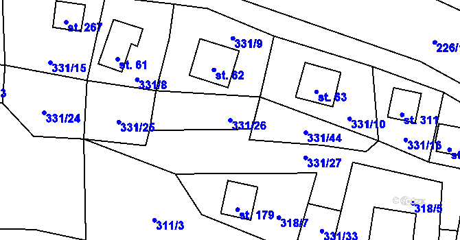 Parcela st. 331/26 v KÚ Butov, Katastrální mapa